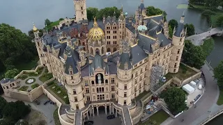 Schwerin Castle. Germany. Shooting with a drone