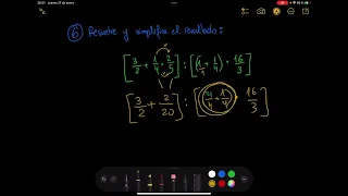 Operaciones combinadas con Fracciones - Ejercicio 6 examen