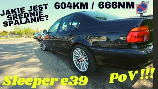 Bmw e39 M50B30 Turbo 604km 666nm!!! Test spalania przy dynamicznej jeździe ze skrzynią 8HP   I POV I