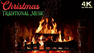 Christmas Fireplace & Traditional Instrumental Christmas Music Ambience - Classical Orchestra Fire