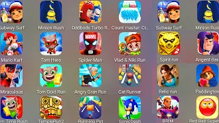 Sonic Dash,Count Master 3D,Paddington Run,Cat Runner,Subway Surf,Tom Hero,Agent Dash,Minion Rush