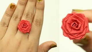 CUTE MINI ROSE RING / HOW TO MAKE BEAUTIFUL ROSE RING / EASY PAPER CRAFT / ORIGAMI PAPER JEWELLERY