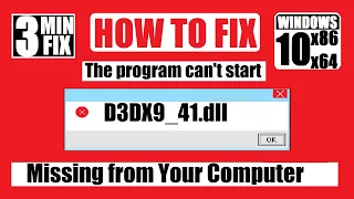 [𝟚𝟘𝟚𝟙] How To Fix D3DX9_41.dll Missing/Not Found Error Windows 10 32 bit/64 bit 🅽🅴🆆