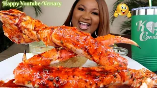 GIANT SPICY KING CRAB LEGS + SEAFOOD BOIL MUKBANG 먹방쇼 シーフード