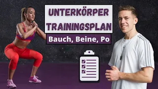 BAUCH BEINE PO (Unterkörper) TRAININGSPLAN für Frauen & Männer im GYM I Muskelaufbau & Abnehmen