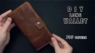 Making Leather Long Wallet DIY leather wallet pattern | Портмоне из натуральной кожи своими руками