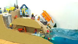 Break the Dam with Lego! The Wave Machine Destroys the Mine! Lego Dam Breach Experiment