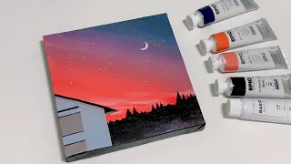 쉬운 아크릴화, 감성가득 풍경 그리기 | Acrylic Painting on Canvas Step by Step
