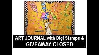 Mixed Media Art Journal with Digital Stamps. GIVEAWAY CLOSED.