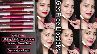 🔥 Myglamm Lit Liquid Matte Lipsticks Review & Lip Swatches | Get them Free | Poojastyles1