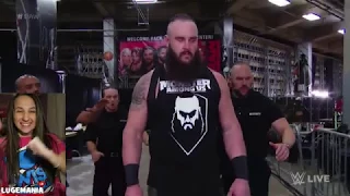 WWE Raw 1/15/18 Braun Strowman backstage with security