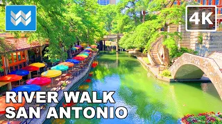 [4K] River Walk in San Antonio Texas USA - Virtual Walking Tour & Travel Guide 🎧 Binaural City Sound