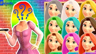 All Disney Princess RAPUNZEL Frozen Elsa Anna Wrong Hair Color | Wrong Heads Fun