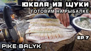 ЮКОЛА из ЩУКИ простой РЕЦЕПТ Готовим БАЛЫК из ЩУКИ на рыбалке ПОЙМАЛ и ПРИГОТОВИЛ Походная Кухня