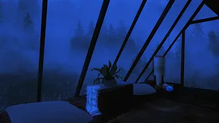 12 Hours of Extra Heavy Rain and Thunder in Foggy Glass Forest Room-Sleep instantly with Rain Sounds