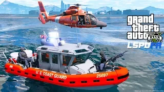 GTA 5 LSPDFR Coastal Callouts Hitron Team Firing Warning Shots From Helicopter On To A Fleeing Boat