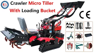 High Quality Crawler Micro Tiller With Loading Bucket For Sale
