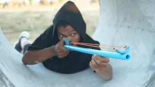 How To Make Long Powerful PVC Slingshot | PVC Slingshot Vs Cokes