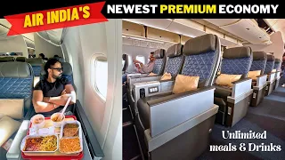 Unboxing Air India's Newest PREMIUM ECONOMY after Tata Takeover with UNLIMITED FOOD |