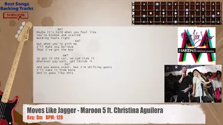 🎻 Moves Like Jagger - Maroon 5 ft. Christina Aguilera Bass Backing Track with chords and lyrics