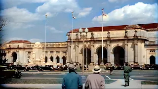 Washington D.C 1930s in color, Union Station [60fps,Remastered] w/sound design added