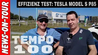 Tempo 100 🏎 Tesla Model S Performance Effizienz Test mit 7,5 Jahre altem 416 PS 85er BJ 12/2013