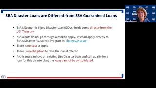 SBA Meeting on Economic Injury Disaster Loans (EIDL)