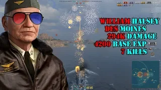 294K Damage 4K Base EXP 7 kills Des Moines || World of Warships