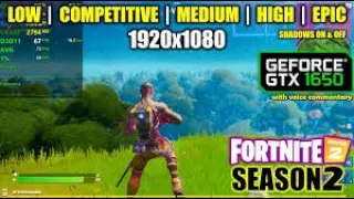 I7-9700F + GTX 1650 super Fortnite Test Chapter 2/Season 5 (Low/Epic)