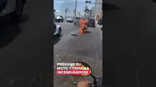 Presume su moto y termina incendiándose en el malecón de Mazatlán #nmas #shorts