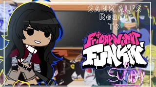 Sans AU's React To FRIDAY NIGHT FUNKIN Vs Sunday | Gacha club | Lazy TwT