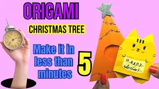 How to make a origami cat in Christmas Tree? Christmas Paper craft Ideas