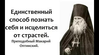 Единственный способ познать себя и исцелиться от страстей. Преподобный Макарий Оптинский.