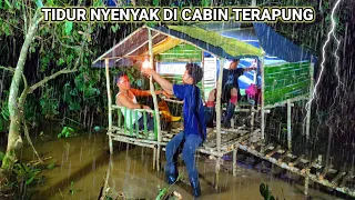 hit by heavy rain, sleep soundly until morning in the floating cabin, relaxing rain sound