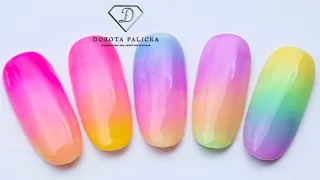 How to do gel polish ombre, rainbow ombre nails, rainbow nails, gel ombre, 4 colour ombre nails