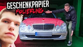 Ich foliere Toms Mercedes mit Geschenkpapier! 🎅Weihnachtsüberaschung🎄 | RB Engineering