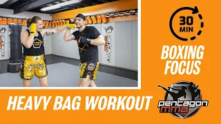 Muay Thai Kickboxing Heavy Bag Workout - Boxing Focus -30 minutes heavy bag workout #34