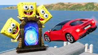 Car VS Portals to the Unknown From Sponge Bob Square Pants | BeamNG Drive | BimTestCrash