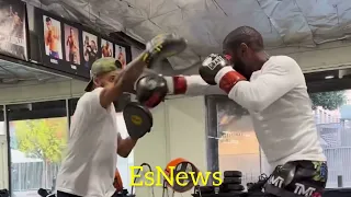 Floyd Mayweather on the mitts with GT The Great