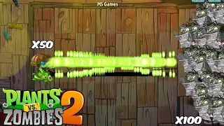 PvZ 2 Challenge - 50 Plants Max Level Boosted Pea Vine Vs 100 Newspaper Zombies level 7