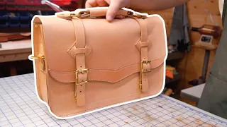 Making a Western Leather Laptop Bag - Unintentional asmr - Whit + Park Leatherwork