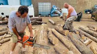 Bucking FIREWOOD logs at Herb’s “Silo” landing