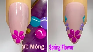 Easy Spring Flower Nails Art For Beginner 💖Vẽ Hoa Chấm Bi 💅New Nails Design 💝 New Nails