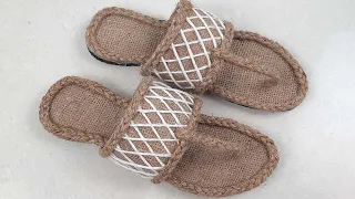 DIY! Slipper Making Idea With Jute Rope || Best out of waste Jute rope Sandal Making Craft #38