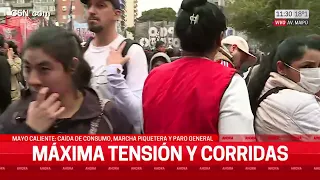 TENSIÓN entre LA POLICÍA y MANIFESTANTES en AV. MAIPU