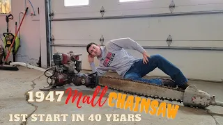 MALL 6ft long 1947 Chainsaw first start in 40 years