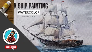 How to paint a ship in watercolor||Ship painting tutorial for beginners|| step by step ship painting