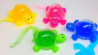 unboxing turtles slime surprise toys learn colors