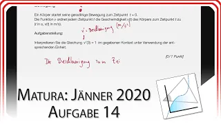 Matura 2020 Jänner: Aufgabe 14 - Bewegung | Mathe EasyGoing