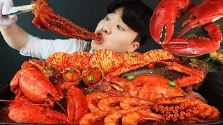 ENG SUB) ASMR MUKBANG Spicy seafood octopus, Lobster, shellfish, shrimp, abalone EATING SOUND!